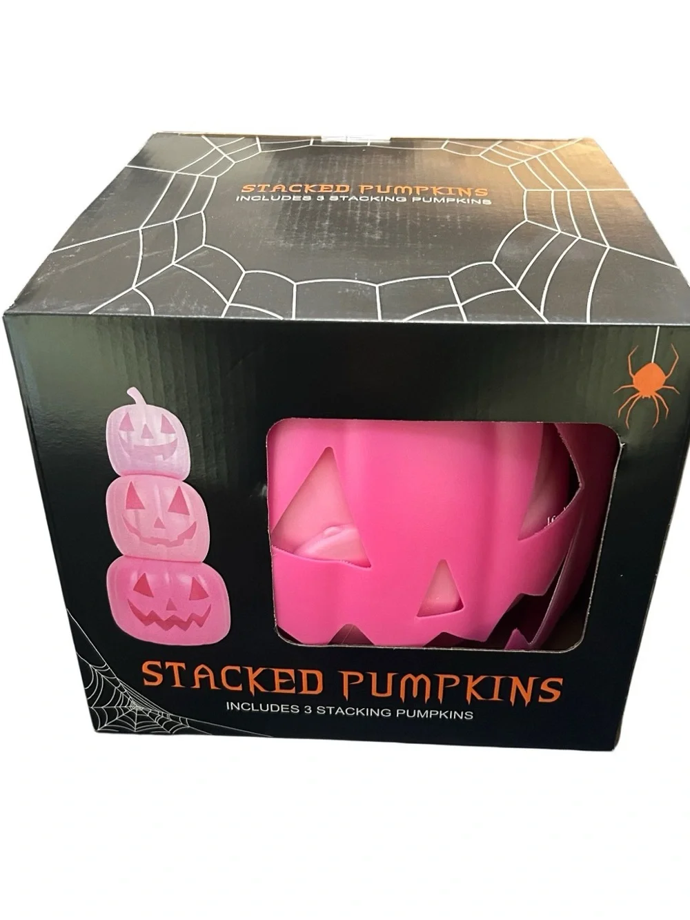 Summerween Pumpkin Stacking Set Of 3 Pink Pumpkins Halloween Plastic Stackable
